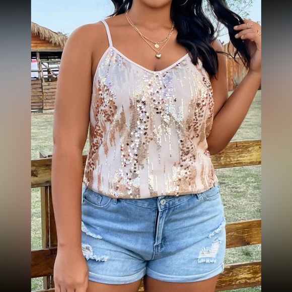Luxe plus size sequins cami top - Picture 5 of 6